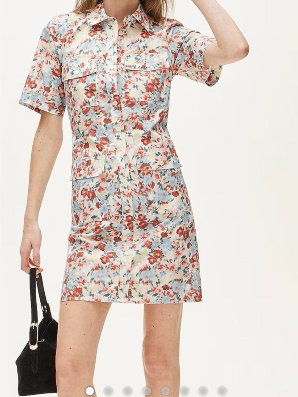 Floral j crew utility Button-Front Short Sleeve Dress in Cream and Rust